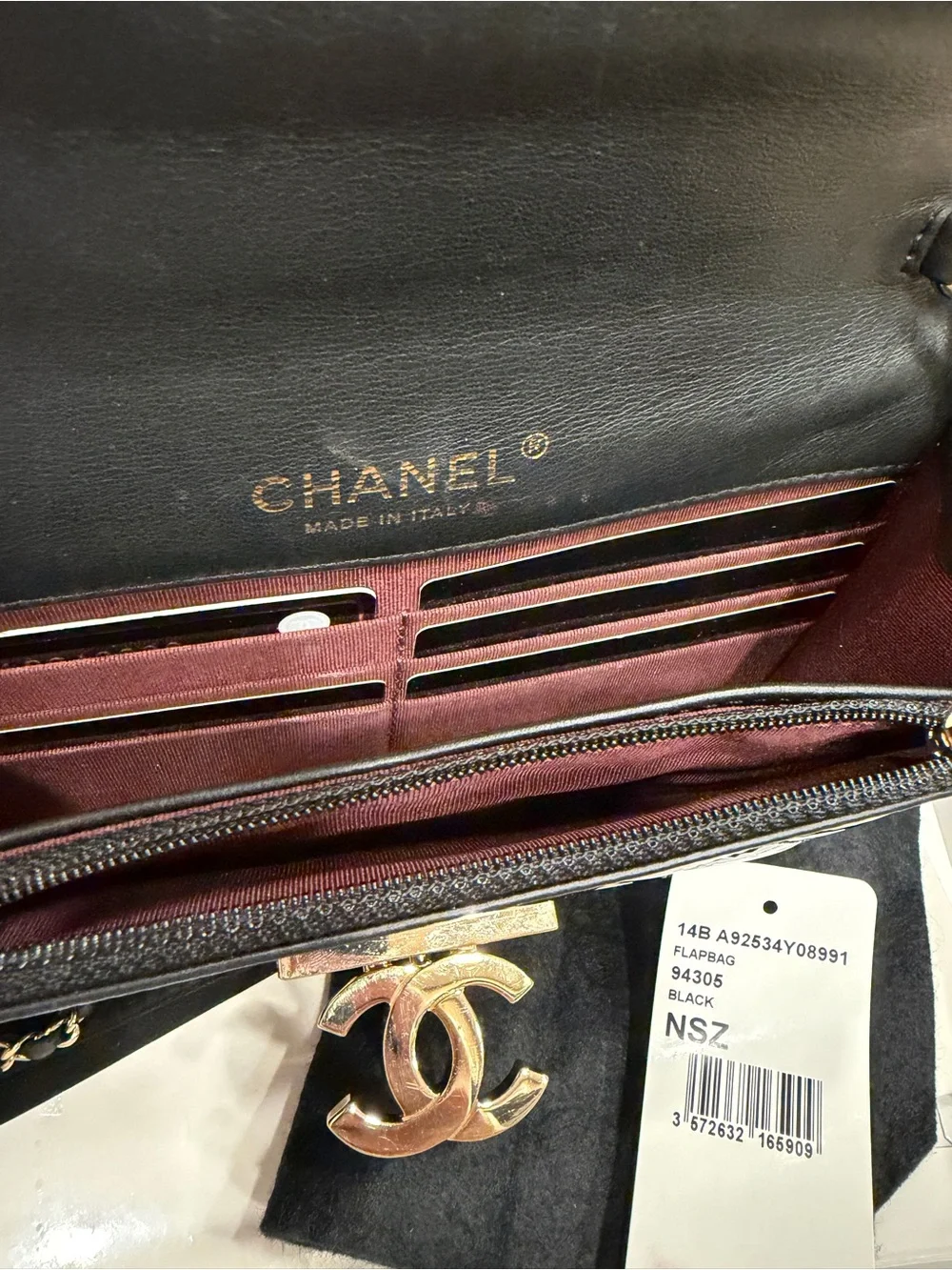 CHANEL Black Patent Crossbody Wallet On Chain Flap Bag with Gold Hardware